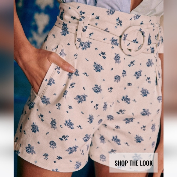 Sezane Deia 100% Organic Cotton High Waisted Floral Short - Picture 3 of 6